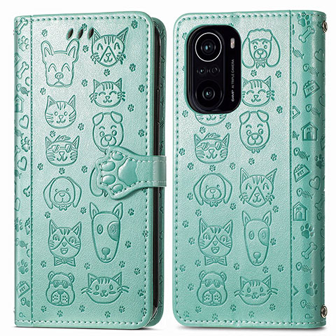 Custodia Portafoglio In Pelle Fantasia Modello Cover con Supporto S03D per Xiaomi Mi 11i 5G Verde