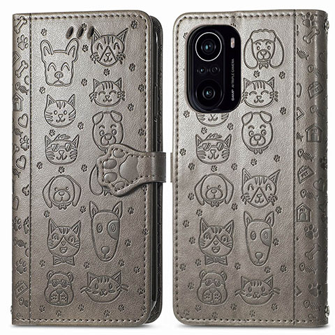 Custodia Portafoglio In Pelle Fantasia Modello Cover con Supporto S03D per Xiaomi Mi 11X 5G Grigio