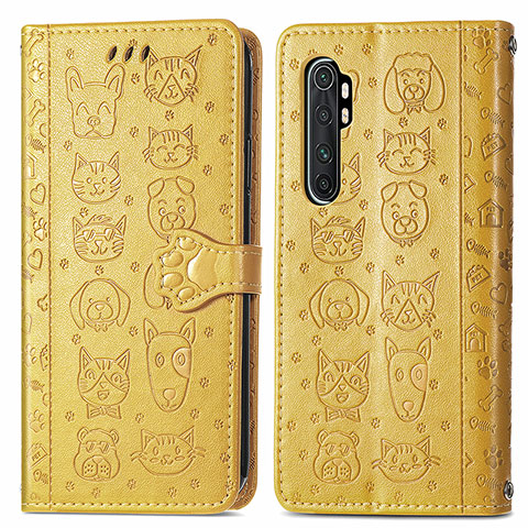 Custodia Portafoglio In Pelle Fantasia Modello Cover con Supporto S03D per Xiaomi Mi Note 10 Lite Giallo