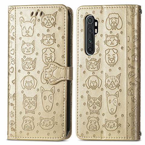 Custodia Portafoglio In Pelle Fantasia Modello Cover con Supporto S03D per Xiaomi Mi Note 10 Lite Oro