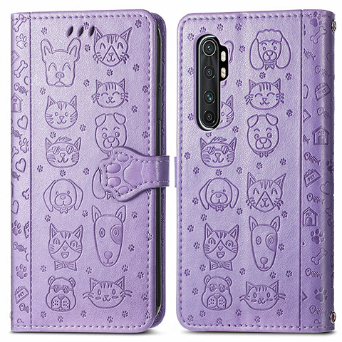 Custodia Portafoglio In Pelle Fantasia Modello Cover con Supporto S03D per Xiaomi Mi Note 10 Lite Viola