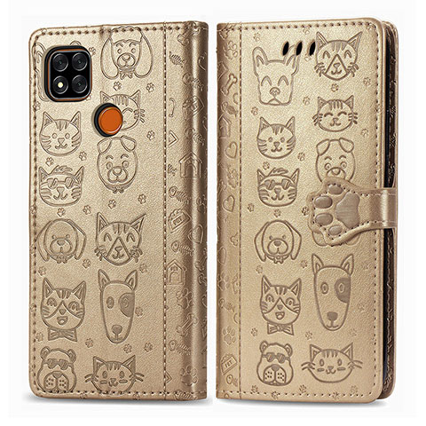 Custodia Portafoglio In Pelle Fantasia Modello Cover con Supporto S03D per Xiaomi POCO C3 Oro