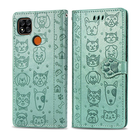 Custodia Portafoglio In Pelle Fantasia Modello Cover con Supporto S03D per Xiaomi POCO C3 Verde