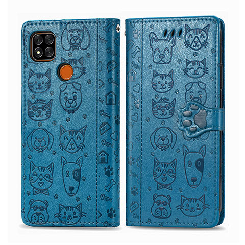 Custodia Portafoglio In Pelle Fantasia Modello Cover con Supporto S03D per Xiaomi POCO C31 Blu