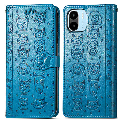 Custodia Portafoglio In Pelle Fantasia Modello Cover con Supporto S03D per Xiaomi Poco C51 Blu