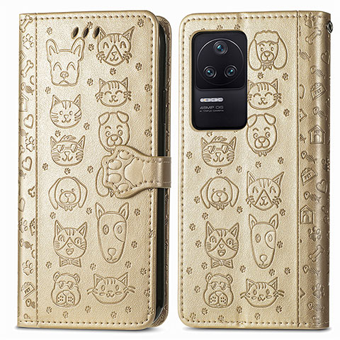 Custodia Portafoglio In Pelle Fantasia Modello Cover con Supporto S03D per Xiaomi Poco F4 5G Oro