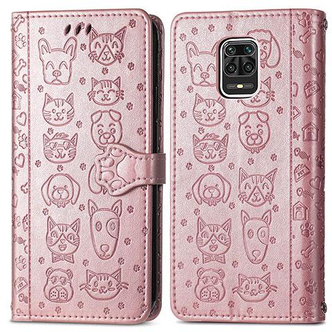 Custodia Portafoglio In Pelle Fantasia Modello Cover con Supporto S03D per Xiaomi Poco M2 Pro Oro Rosa