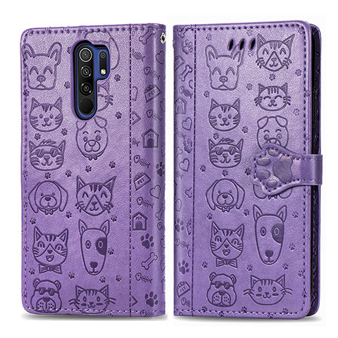 Custodia Portafoglio In Pelle Fantasia Modello Cover con Supporto S03D per Xiaomi Poco M2 Viola