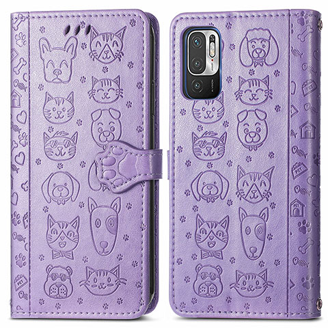 Custodia Portafoglio In Pelle Fantasia Modello Cover con Supporto S03D per Xiaomi POCO M3 Pro 5G Viola