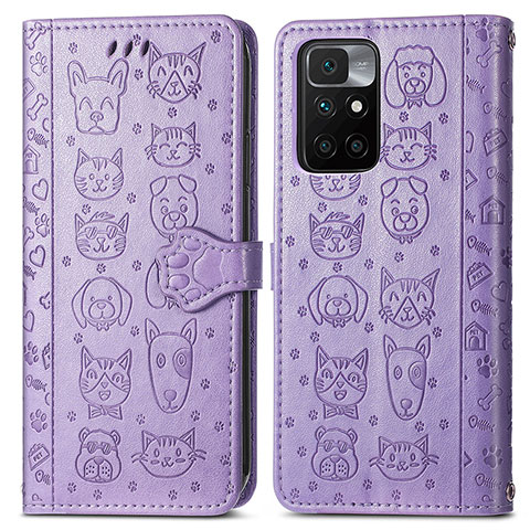 Custodia Portafoglio In Pelle Fantasia Modello Cover con Supporto S03D per Xiaomi Redmi 10 4G Viola