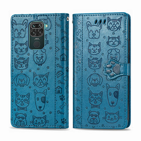 Custodia Portafoglio In Pelle Fantasia Modello Cover con Supporto S03D per Xiaomi Redmi 10X 4G Blu