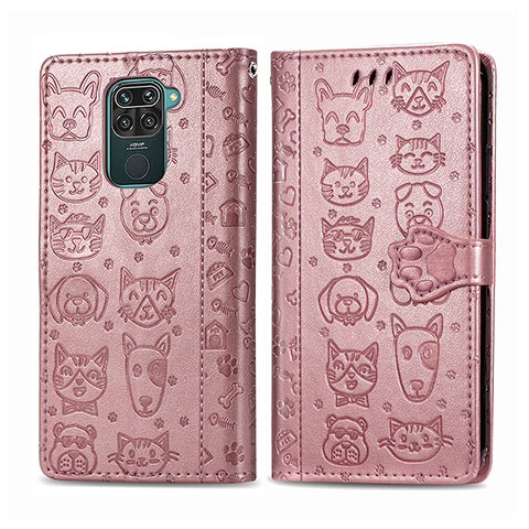 Custodia Portafoglio In Pelle Fantasia Modello Cover con Supporto S03D per Xiaomi Redmi 10X 4G Oro Rosa