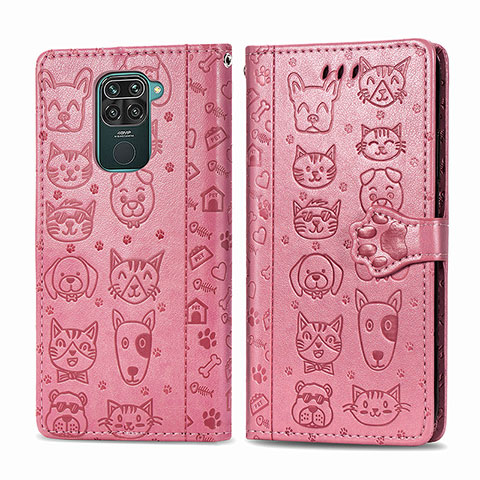 Custodia Portafoglio In Pelle Fantasia Modello Cover con Supporto S03D per Xiaomi Redmi 10X 4G Rosa