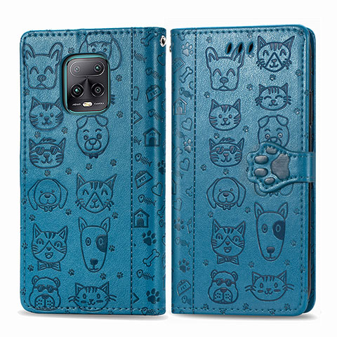 Custodia Portafoglio In Pelle Fantasia Modello Cover con Supporto S03D per Xiaomi Redmi 10X Pro 5G Blu