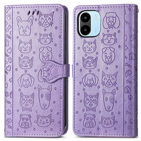 Custodia Portafoglio In Pelle Fantasia Modello Cover con Supporto S03D per Xiaomi Redmi A2 Plus Viola