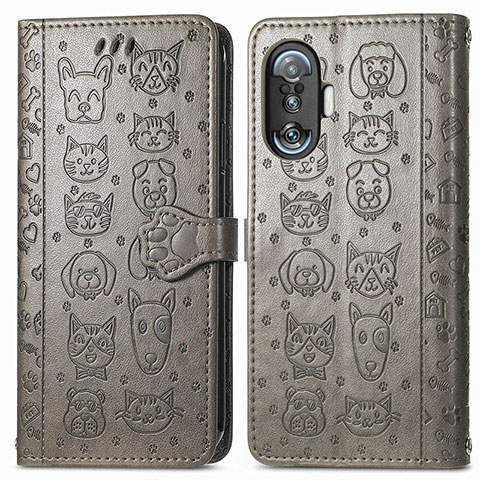 Custodia Portafoglio In Pelle Fantasia Modello Cover con Supporto S03D per Xiaomi Redmi K40 Gaming 5G Grigio