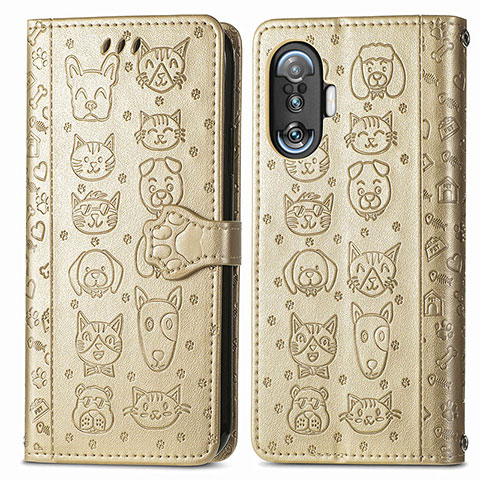 Custodia Portafoglio In Pelle Fantasia Modello Cover con Supporto S03D per Xiaomi Redmi K40 Gaming 5G Oro