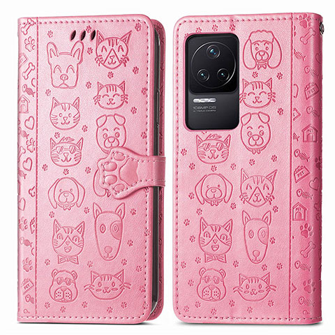 Custodia Portafoglio In Pelle Fantasia Modello Cover con Supporto S03D per Xiaomi Redmi K50 5G Rosa