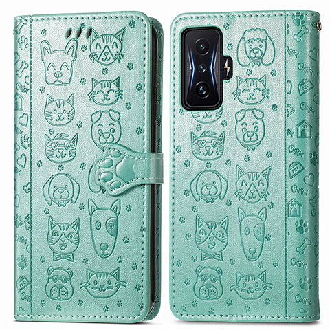 Custodia Portafoglio In Pelle Fantasia Modello Cover con Supporto S03D per Xiaomi Redmi K50 Gaming 5G Verde