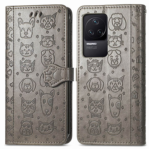 Custodia Portafoglio In Pelle Fantasia Modello Cover con Supporto S03D per Xiaomi Redmi K50 Pro 5G Grigio