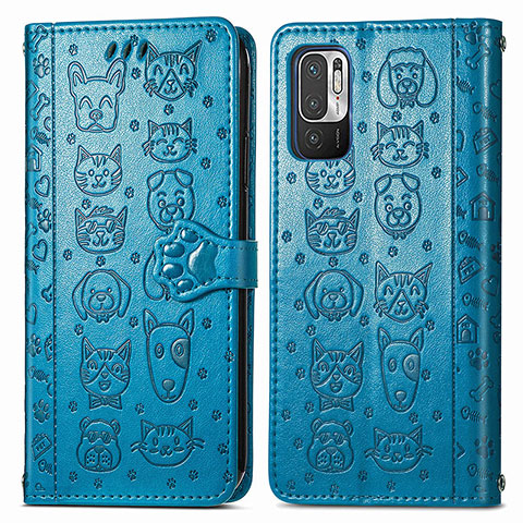 Custodia Portafoglio In Pelle Fantasia Modello Cover con Supporto S03D per Xiaomi Redmi Note 10 JE 5G Blu