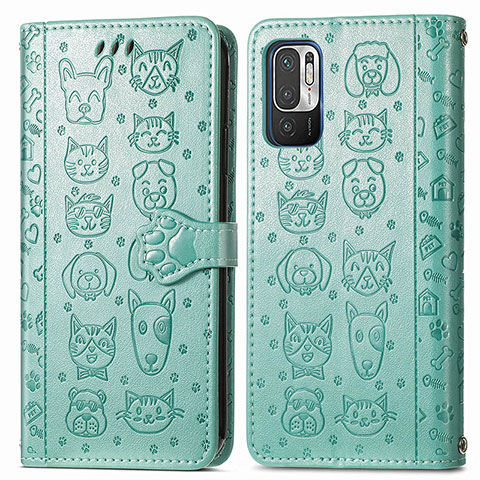 Custodia Portafoglio In Pelle Fantasia Modello Cover con Supporto S03D per Xiaomi Redmi Note 10 JE 5G Verde