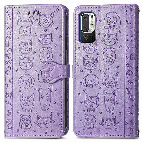 Custodia Portafoglio In Pelle Fantasia Modello Cover con Supporto S03D per Xiaomi Redmi Note 10 JE 5G Viola