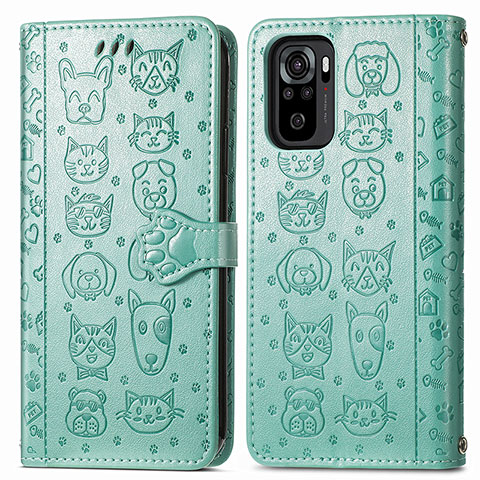 Custodia Portafoglio In Pelle Fantasia Modello Cover con Supporto S03D per Xiaomi Redmi Note 10S 4G Verde