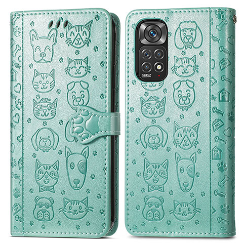 Custodia Portafoglio In Pelle Fantasia Modello Cover con Supporto S03D per Xiaomi Redmi Note 11 4G (2022) Verde