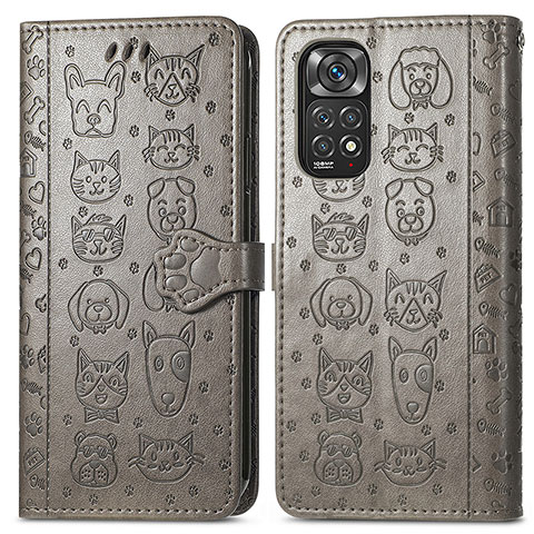 Custodia Portafoglio In Pelle Fantasia Modello Cover con Supporto S03D per Xiaomi Redmi Note 11 Pro 5G Grigio