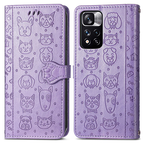 Custodia Portafoglio In Pelle Fantasia Modello Cover con Supporto S03D per Xiaomi Redmi Note 11 Pro+ Plus 5G Viola