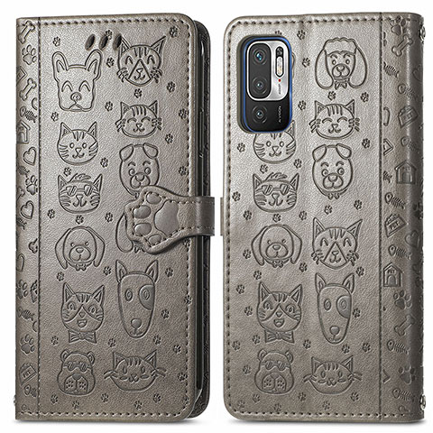 Custodia Portafoglio In Pelle Fantasia Modello Cover con Supporto S03D per Xiaomi Redmi Note 11 SE 5G Grigio