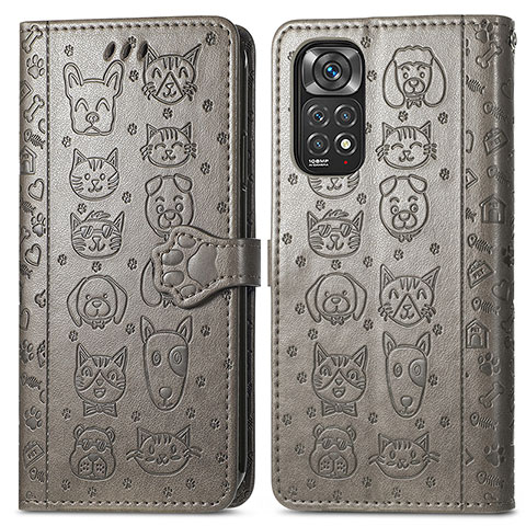 Custodia Portafoglio In Pelle Fantasia Modello Cover con Supporto S03D per Xiaomi Redmi Note 11S 4G Grigio