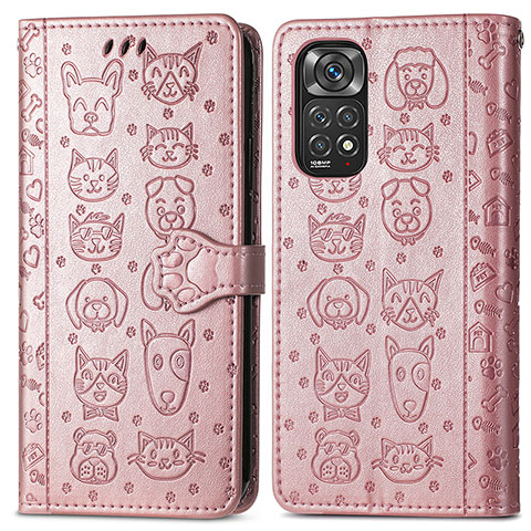 Custodia Portafoglio In Pelle Fantasia Modello Cover con Supporto S03D per Xiaomi Redmi Note 12 Pro 4G Oro Rosa