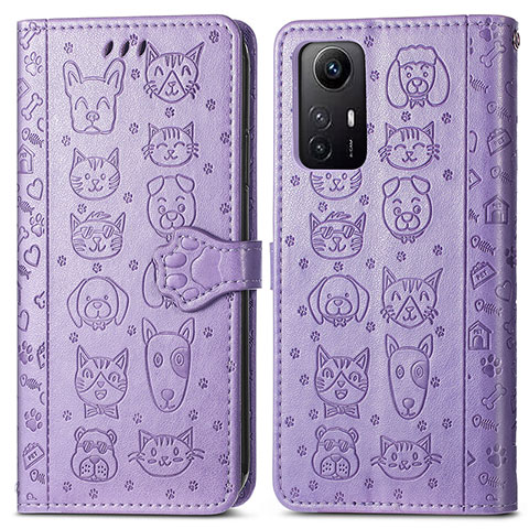 Custodia Portafoglio In Pelle Fantasia Modello Cover con Supporto S03D per Xiaomi Redmi Note 12S Viola