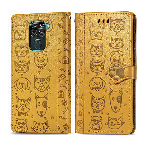 Custodia Portafoglio In Pelle Fantasia Modello Cover con Supporto S03D per Xiaomi Redmi Note 9 Giallo