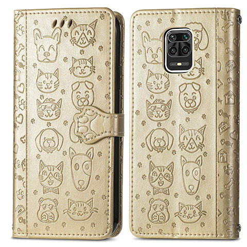 Custodia Portafoglio In Pelle Fantasia Modello Cover con Supporto S03D per Xiaomi Redmi Note 9 Pro Max Oro