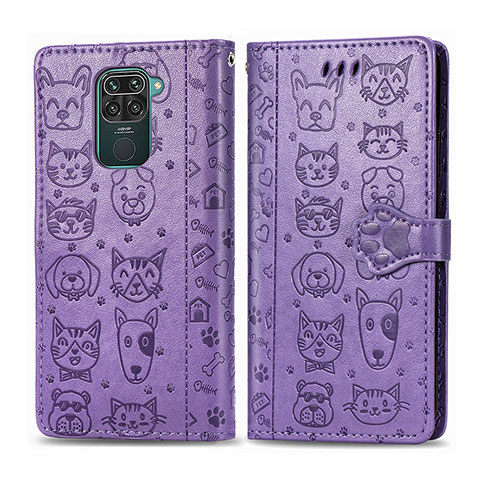 Custodia Portafoglio In Pelle Fantasia Modello Cover con Supporto S03D per Xiaomi Redmi Note 9 Viola