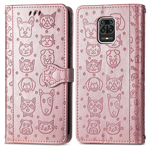 Custodia Portafoglio In Pelle Fantasia Modello Cover con Supporto S03D per Xiaomi Redmi Note 9S Oro Rosa