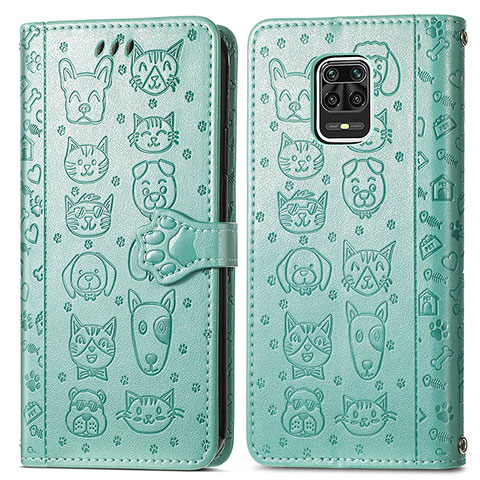 Custodia Portafoglio In Pelle Fantasia Modello Cover con Supporto S03D per Xiaomi Redmi Note 9S Verde