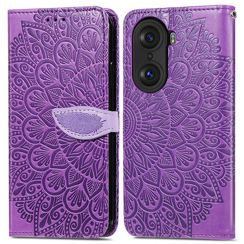 Custodia Portafoglio In Pelle Fantasia Modello Cover con Supporto S04D per Huawei Honor 60 5G Viola