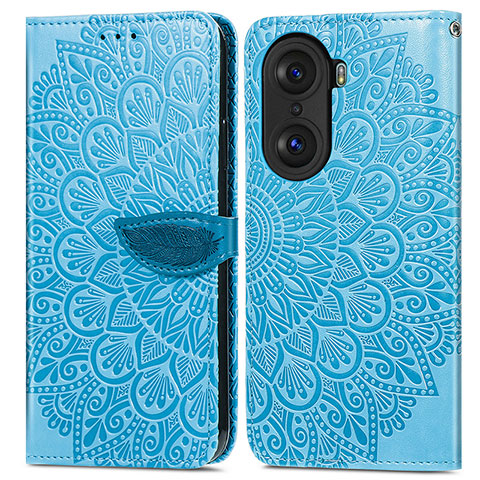 Custodia Portafoglio In Pelle Fantasia Modello Cover con Supporto S04D per Huawei Honor 60 Pro 5G Blu