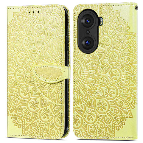 Custodia Portafoglio In Pelle Fantasia Modello Cover con Supporto S04D per Huawei Honor 60 Pro 5G Giallo