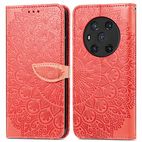 Custodia Portafoglio In Pelle Fantasia Modello Cover con Supporto S04D per Huawei Honor Magic3 5G Rosso