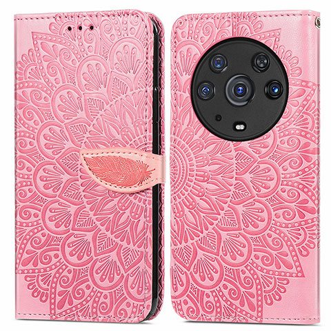 Custodia Portafoglio In Pelle Fantasia Modello Cover con Supporto S04D per Huawei Honor Magic3 Pro 5G Oro Rosa