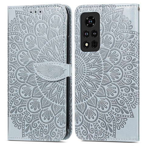 Custodia Portafoglio In Pelle Fantasia Modello Cover con Supporto S04D per Huawei Honor V40 5G Grigio