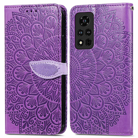 Custodia Portafoglio In Pelle Fantasia Modello Cover con Supporto S04D per Huawei Honor V40 5G Viola