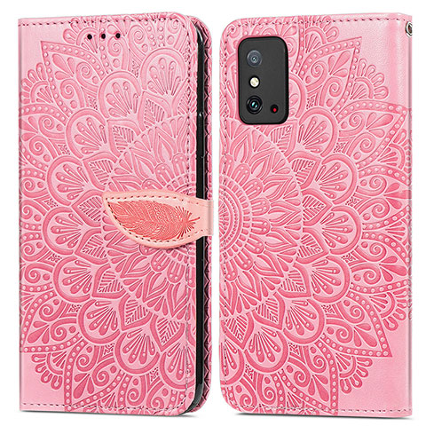 Custodia Portafoglio In Pelle Fantasia Modello Cover con Supporto S04D per Huawei Honor X10 Max 5G Oro Rosa