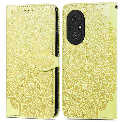 Custodia Portafoglio In Pelle Fantasia Modello Cover con Supporto S04D per Huawei Nova 9 SE Giallo