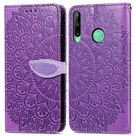 Custodia Portafoglio In Pelle Fantasia Modello Cover con Supporto S04D per Huawei P40 Lite E Viola